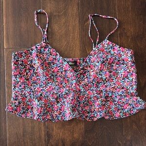 AFRM Floral Crop Top - Pink and Blue